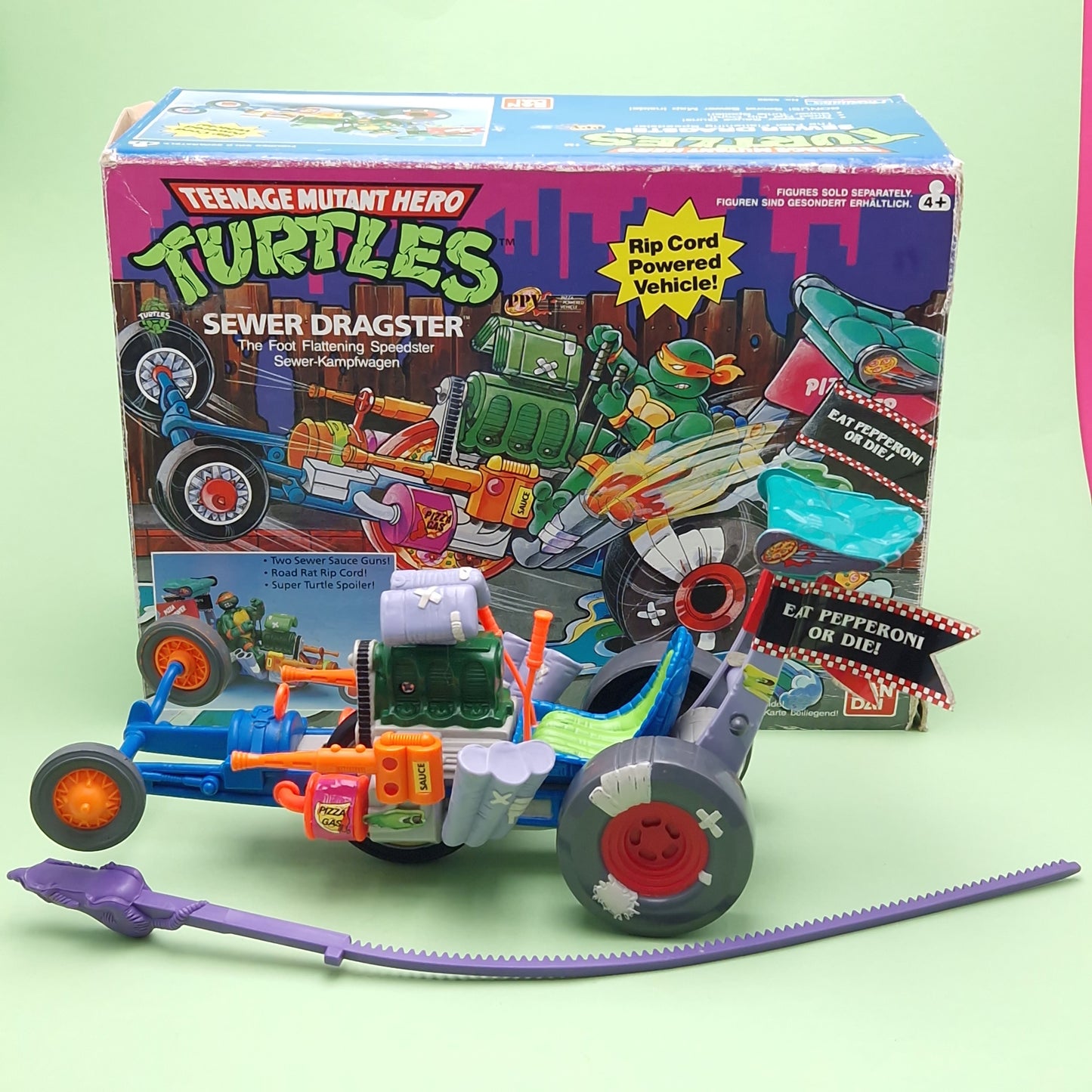 TEENAGE MUTANT NINJA TURTLES ☆ SEWER DRAGSTER Vintage Action Figure Vehicle ☆ Loose BOXED