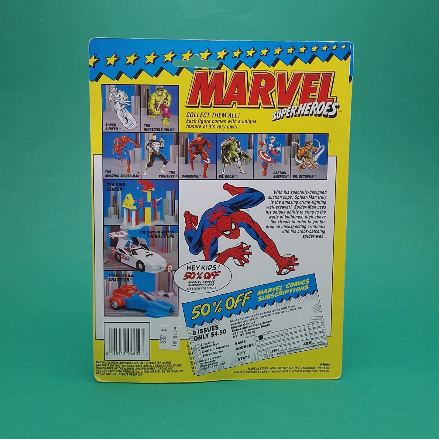 MARVEL SUPER HEROES ☆ WEB-SUCTION HANDS SPIDER-MAN 1st Edition Figure ☆ Original MOC Sealed Carded Toybiz 90s
