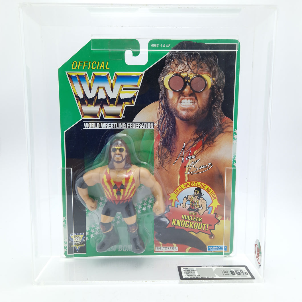 WWF HASBRO ADAM BOMB GRADED 85 UKG Vintage Figure ☆ Green Series 11 Carded MOC