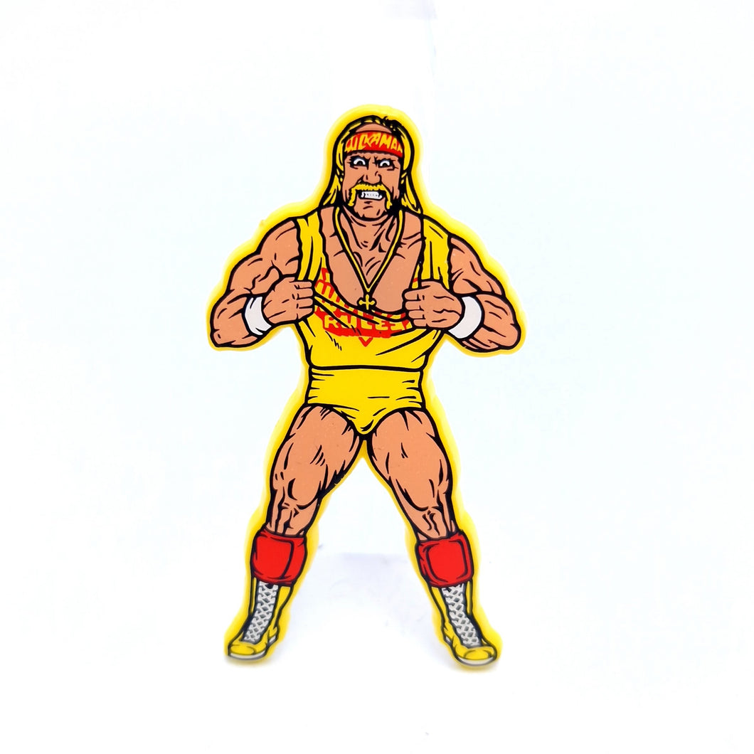 WWF BADGE ☆ HULK HOGAN Pin Badge Brooch ☆ Titan Sports 90s