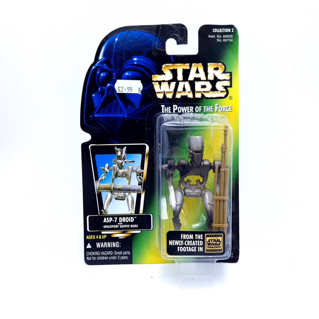STAR WARS POTF ☆ ASP-7 DROID Figure ☆ MOC Sealed Carded Kenner Power of the Force
