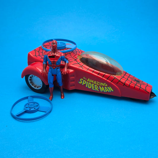 MARVEL SUPERHEROES ☆ SPIDER-MAN DRAGSTER & Figure Vehicle ☆ Marvel Toybiz 90s Original