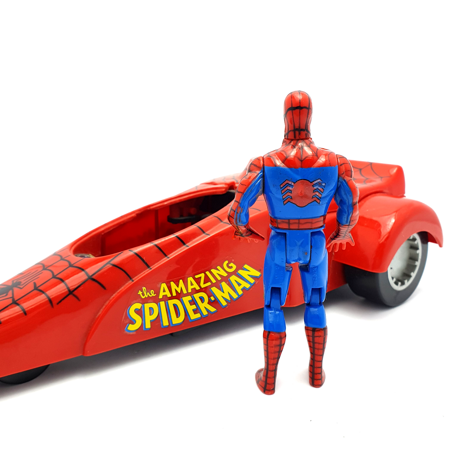 MARVEL SUPERHEROES ☆ SPIDER-MAN DRAGSTER & Figure Vehicle ☆ Marvel Toybiz 90s Original
