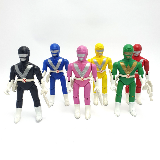 POWER RANGERS MMPR ☆ KNOCK OFF Bootleg set of 6 Rangers Complete Figure's ☆ Vintage