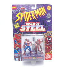 Load image into Gallery viewer, SPIDER-MAN WEB OF STEEL ☆ Spider-Man Vs Carnage MARVEL Figure ☆ Diecast Metal Vintage Carded Toybiz 90s
