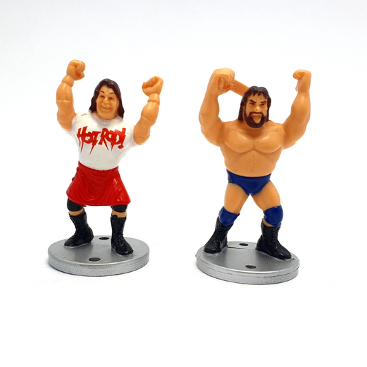 WWF HASBRO Hacksaw Jim Duggan & Pipper Mini Figures ☆ Vintage Wrestling Original 90s