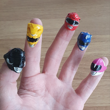 Load image into Gallery viewer, POWER RANGERS MMPR ☆ SET OF RINGS Ranger Helmets ☆ Vintage Saban
