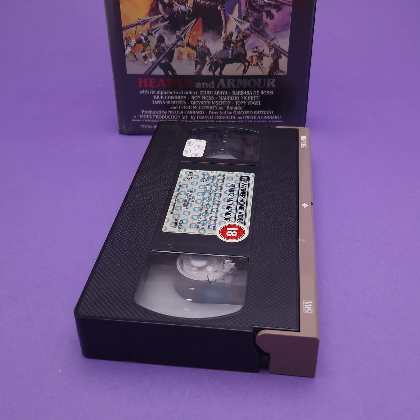 VHS Video ☆ HEARTS AND ARMOUR ☆ 80s Pre-cert Big Box Ex Rental 18 Vintage