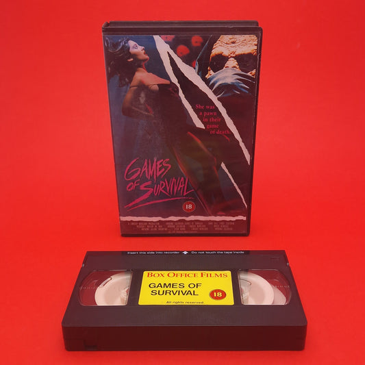VHS Video ☆ GAMES OF SURVIVAL ☆ Horror 80s Big Box Ex Rental Vintage 18