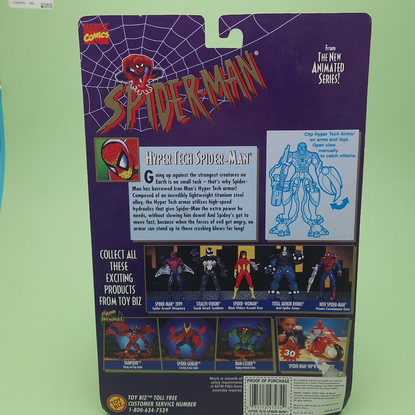 SPIDER-MAN ANIMATED SERIES ☆ TECHNO-WARS HYPER TECH Action Figure ☆ Marvel Toybiz 90s Vintage