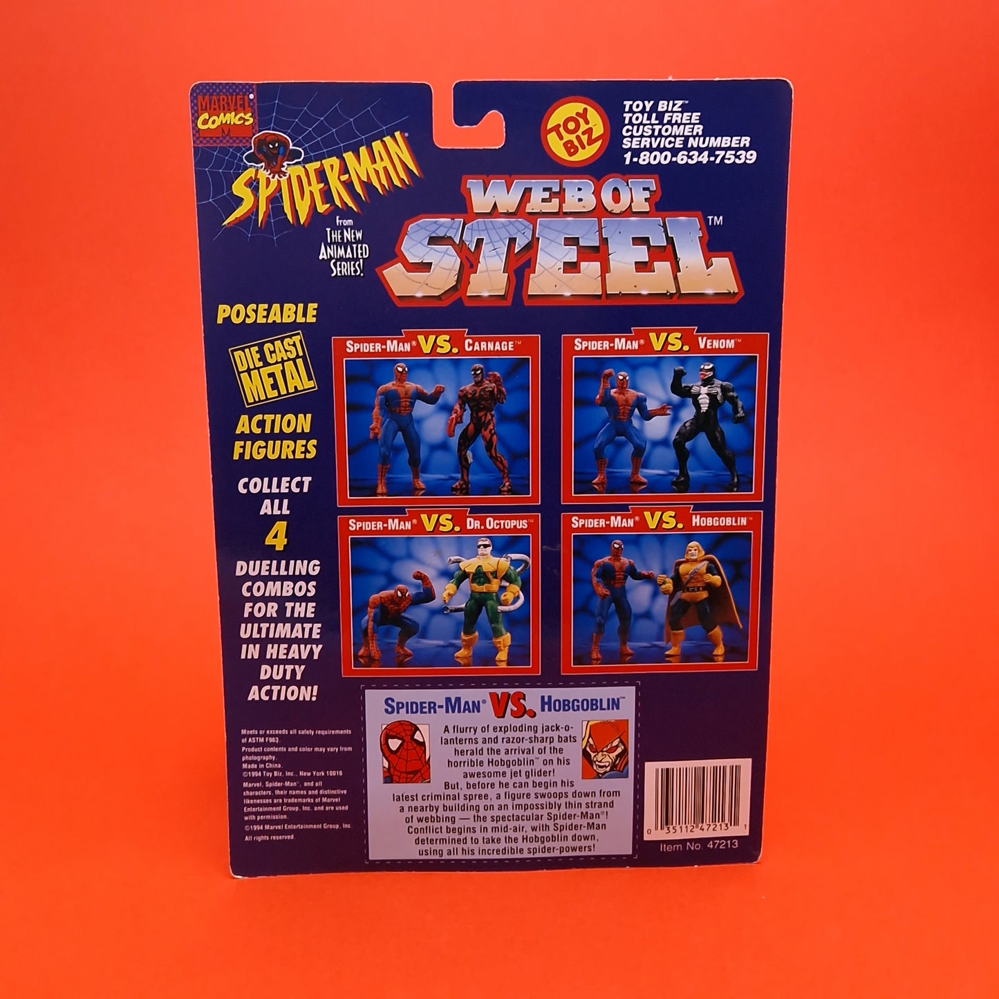 SPIDER-MAN WEB OF STEEL ☆ Spider-Man Vs Hobgoblin MARVEL Figure ☆ Diecast Metal Vintage Carded Toybiz 90s
