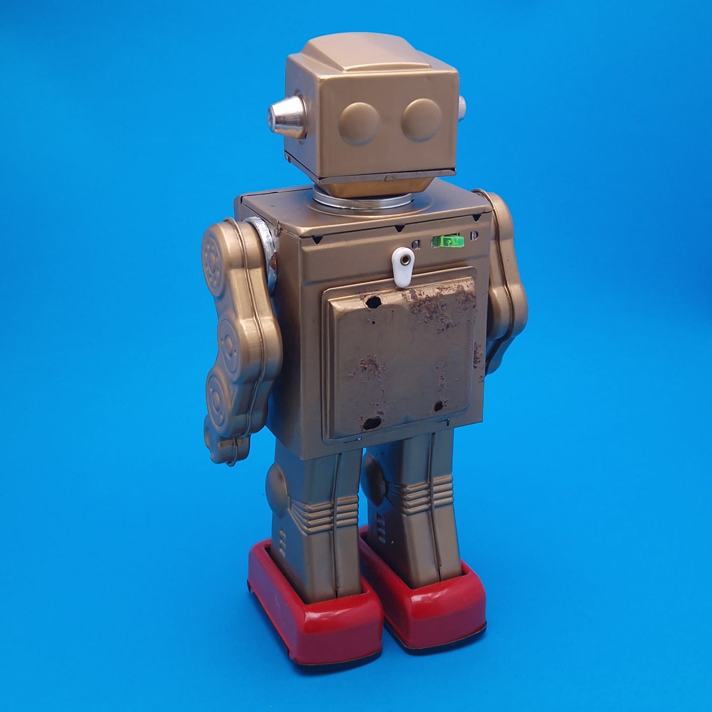 HORIKAWA JAPAN ☆ ATTACKING MARTIAN ROBOT Tin Battery Operated GOLD Space Figure ☆ Vintage BOXED Original 1960s