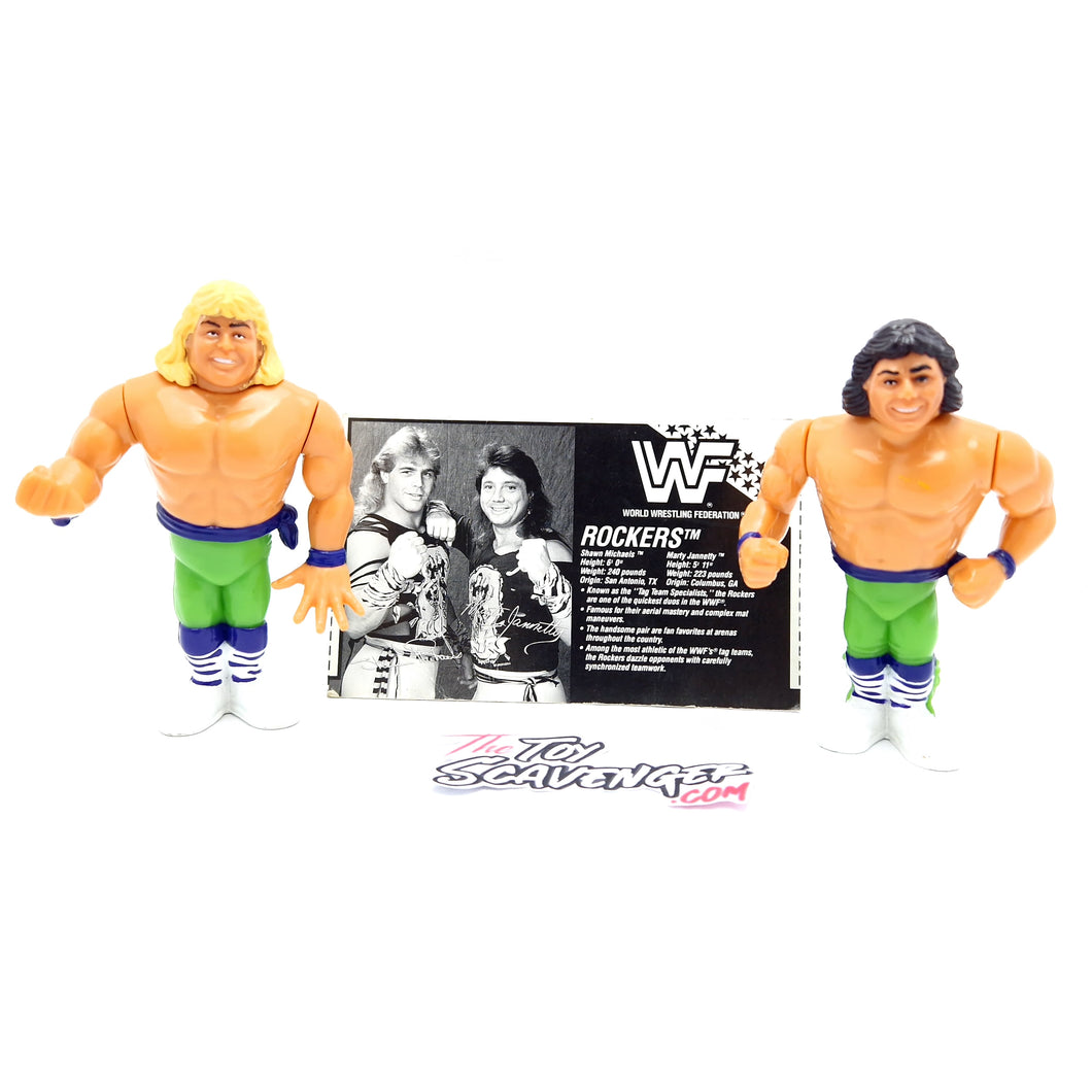 WWF HASBRO THE ROCKERS SHAWN MICHAELS AND MARTY JANNETTY Vintage Wrestling Figure ☆ Bio card Original 90s Series 3