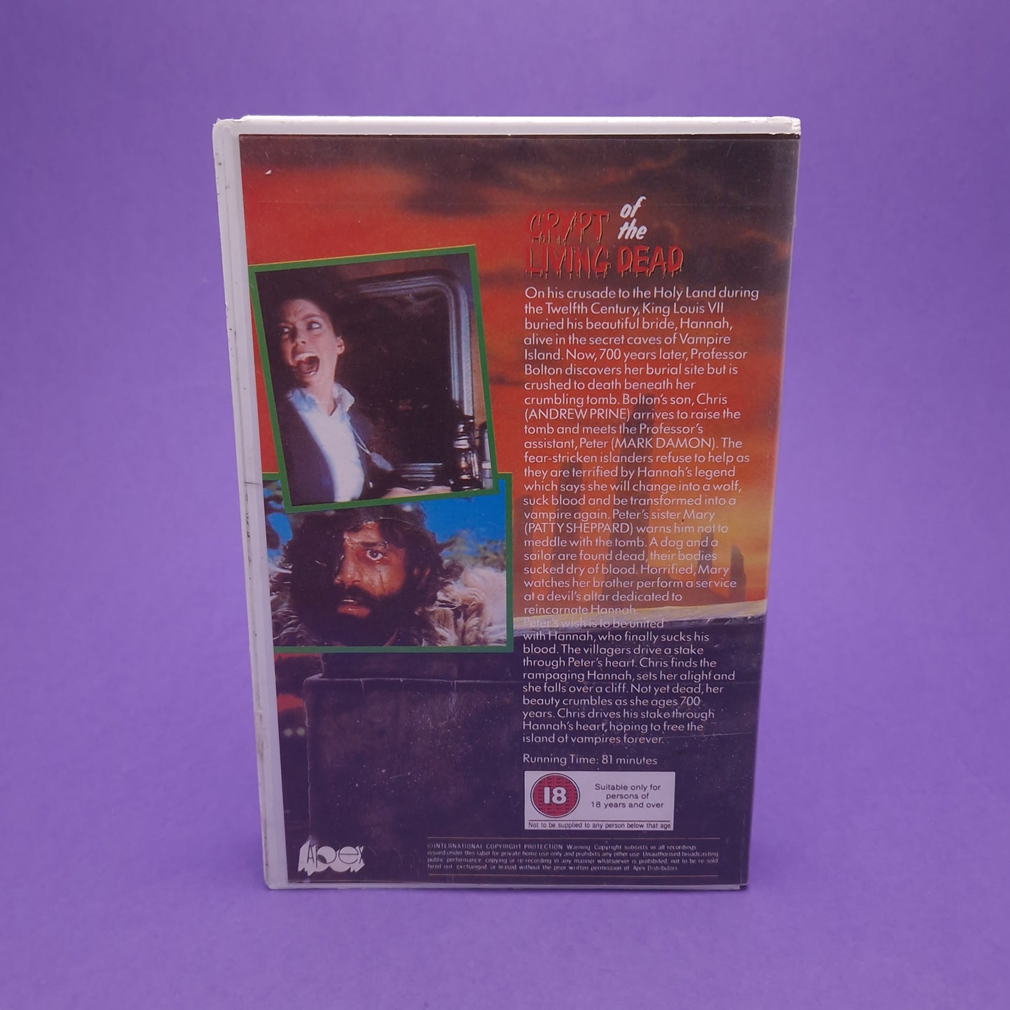 VHS Video ☆ CRYPT OF THE LIVING DEAD ☆ 80s Horror Big Box Ex Rental Vintage 18 cert