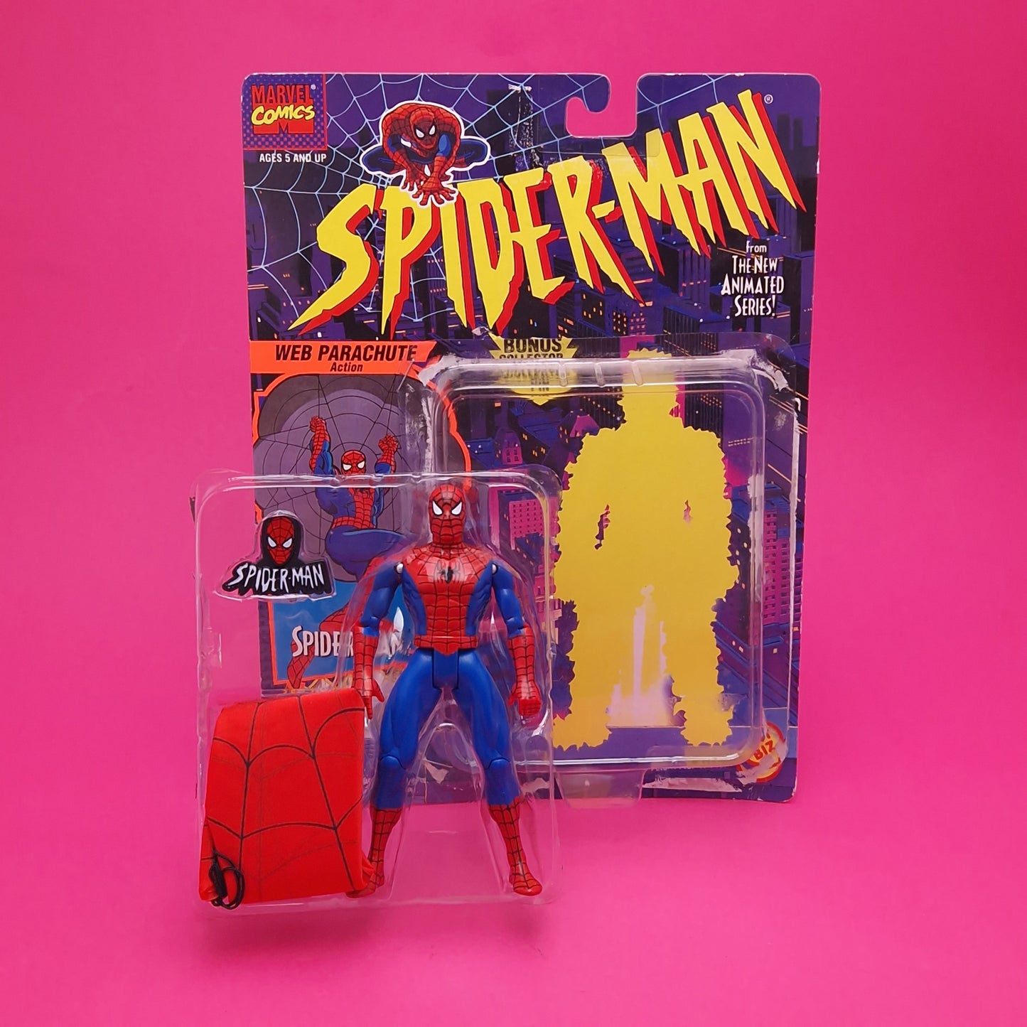 SPIDER-MAN ANIMATED SERIES ☆ WEB PARACHUTE Action Figure ☆ Marvel Loose Toybiz 90s