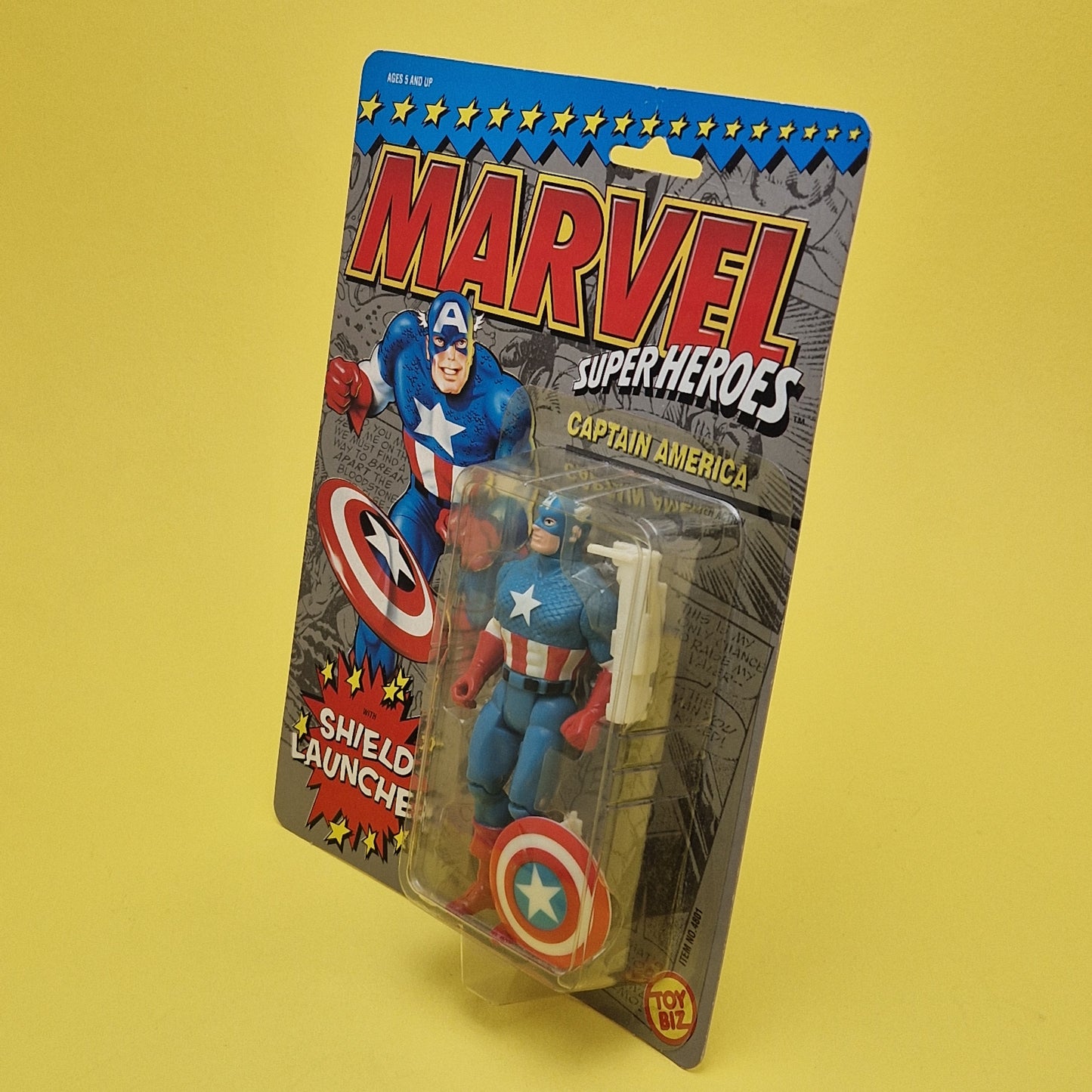 MARVEL SUPER HEROES ☆ CAPTAIN AMERICA Vintage Action Figure ☆ 1st Edition Carded Toybiz 90s