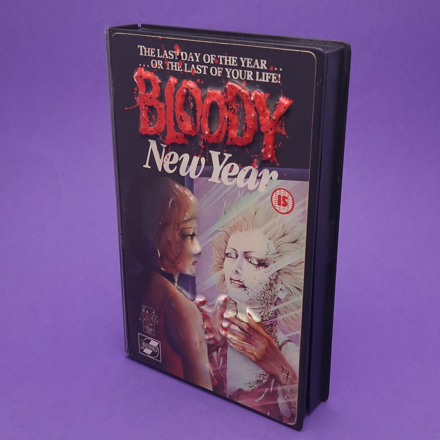 VHS Video ☆ BLOODY NEW YEAR 3D Case Tape Cassette 1986 80s Vintage Horror