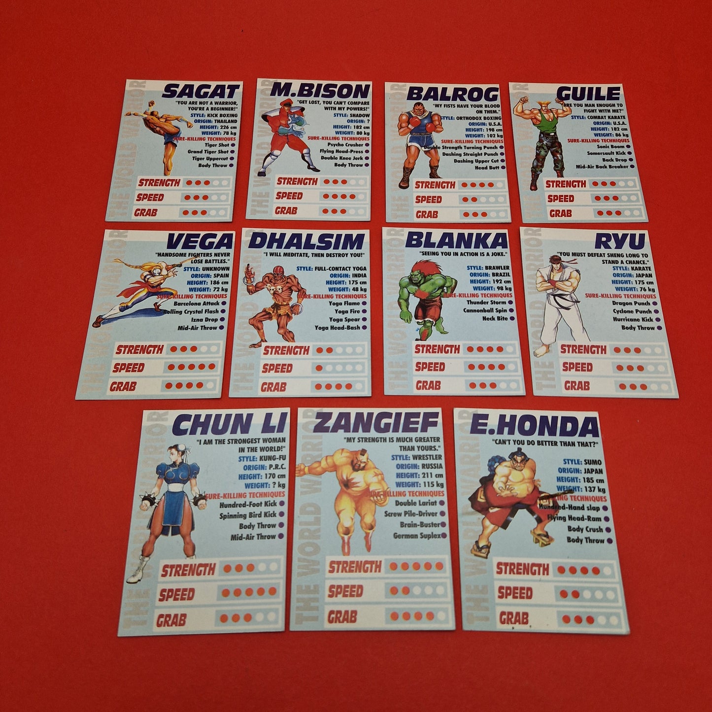 MEAN MACHINE ☆ STREET FIGHTER 2 Trading Cards ☆ Near Complete Vintage Game set