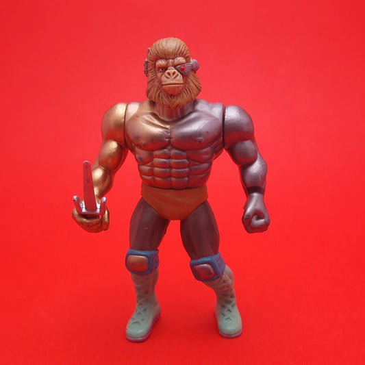 APE ATTACKS ☆ MANNIX CYBORG Silver/Gold BOOTLEG Vintage Figure ☆ Original 90's Loose