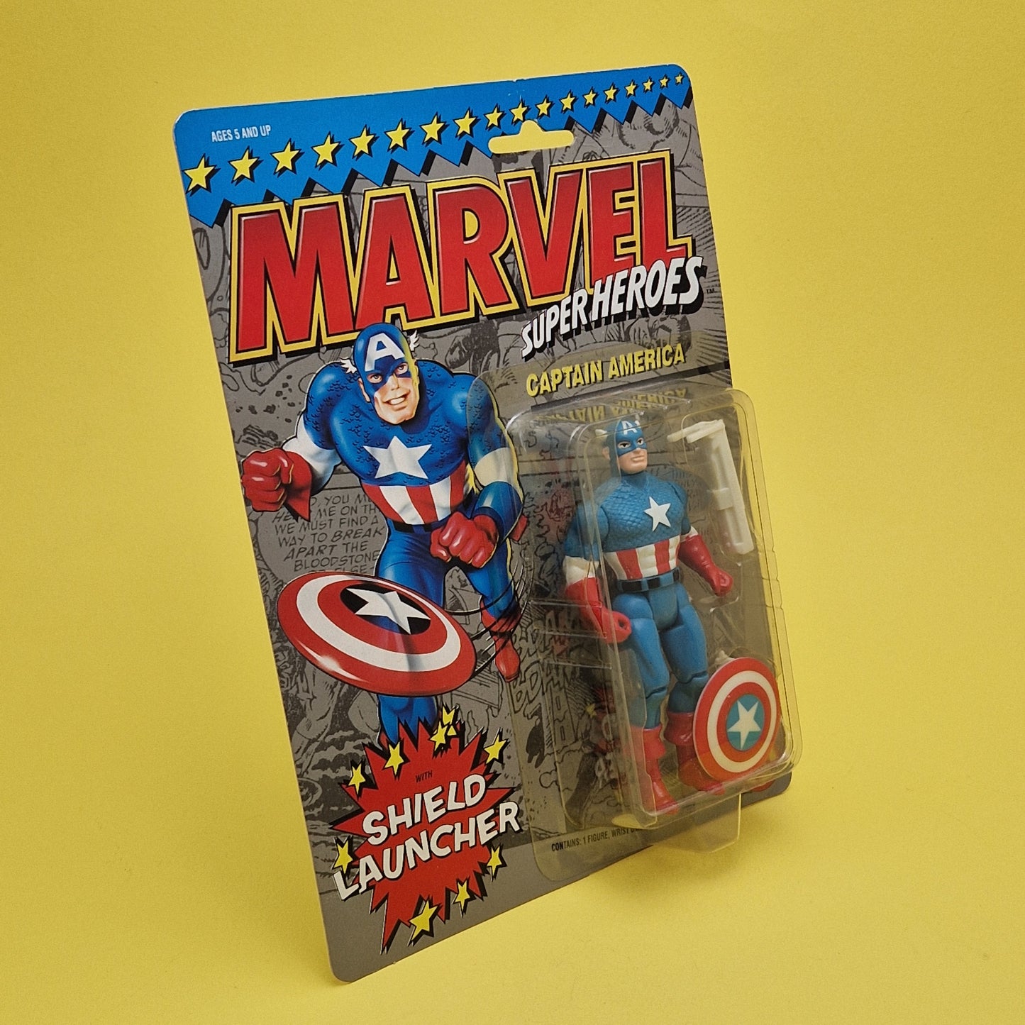 MARVEL SUPER HEROES ☆ CAPTAIN AMERICA Vintage Action Figure ☆ 1st Edition Carded Toybiz 90s