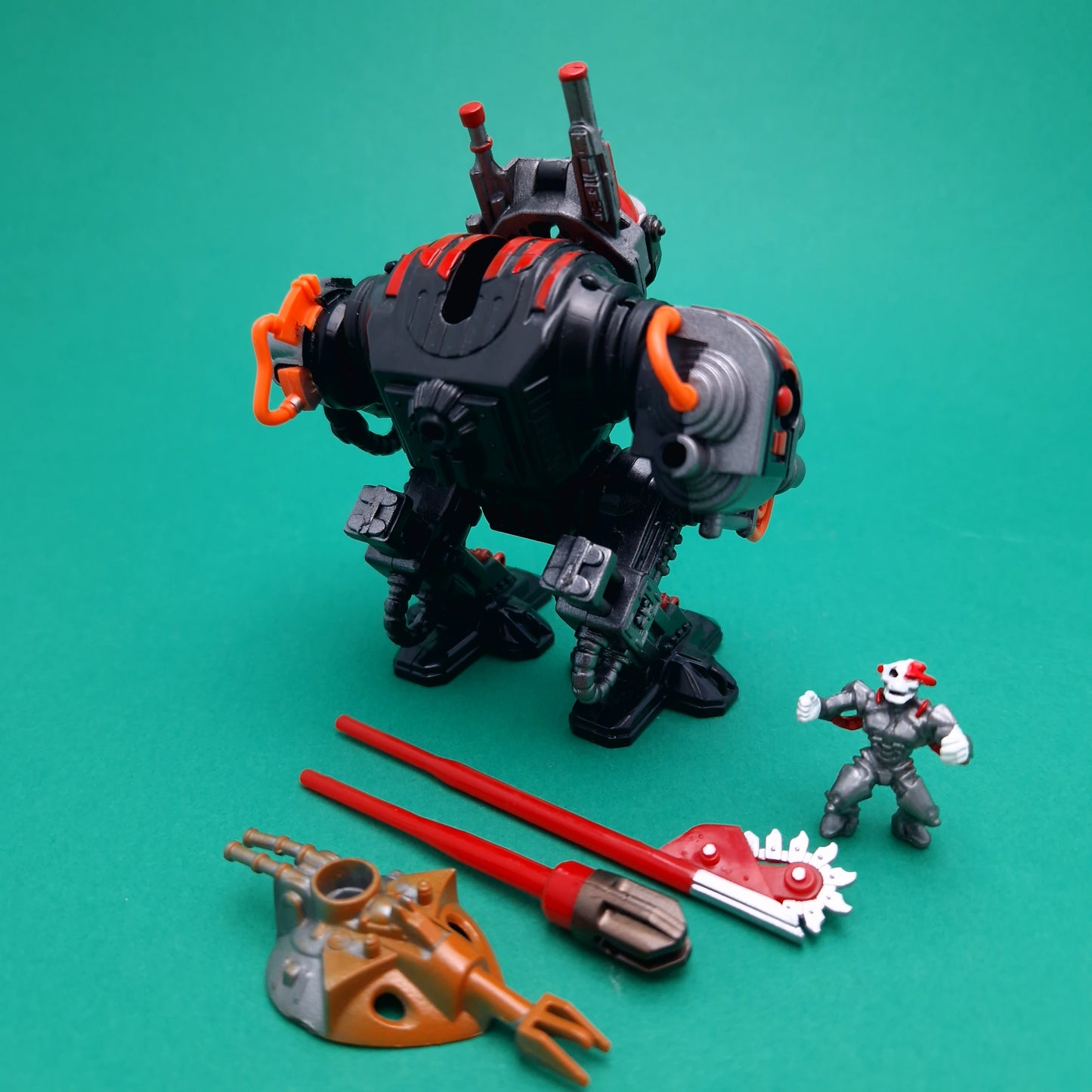 MIGHTY MAX ☆ SHUTS DOWN CYBOT Battle Warrior Vintage Figure Playset ☆ Complete Loose