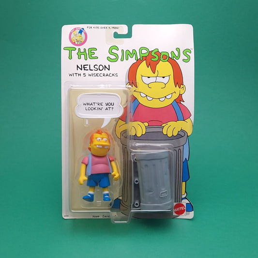 THE SIMPSONS ☆ NELSON Plastic Trash Action Figure ☆ Sealed MOC Carded 90s Mattel