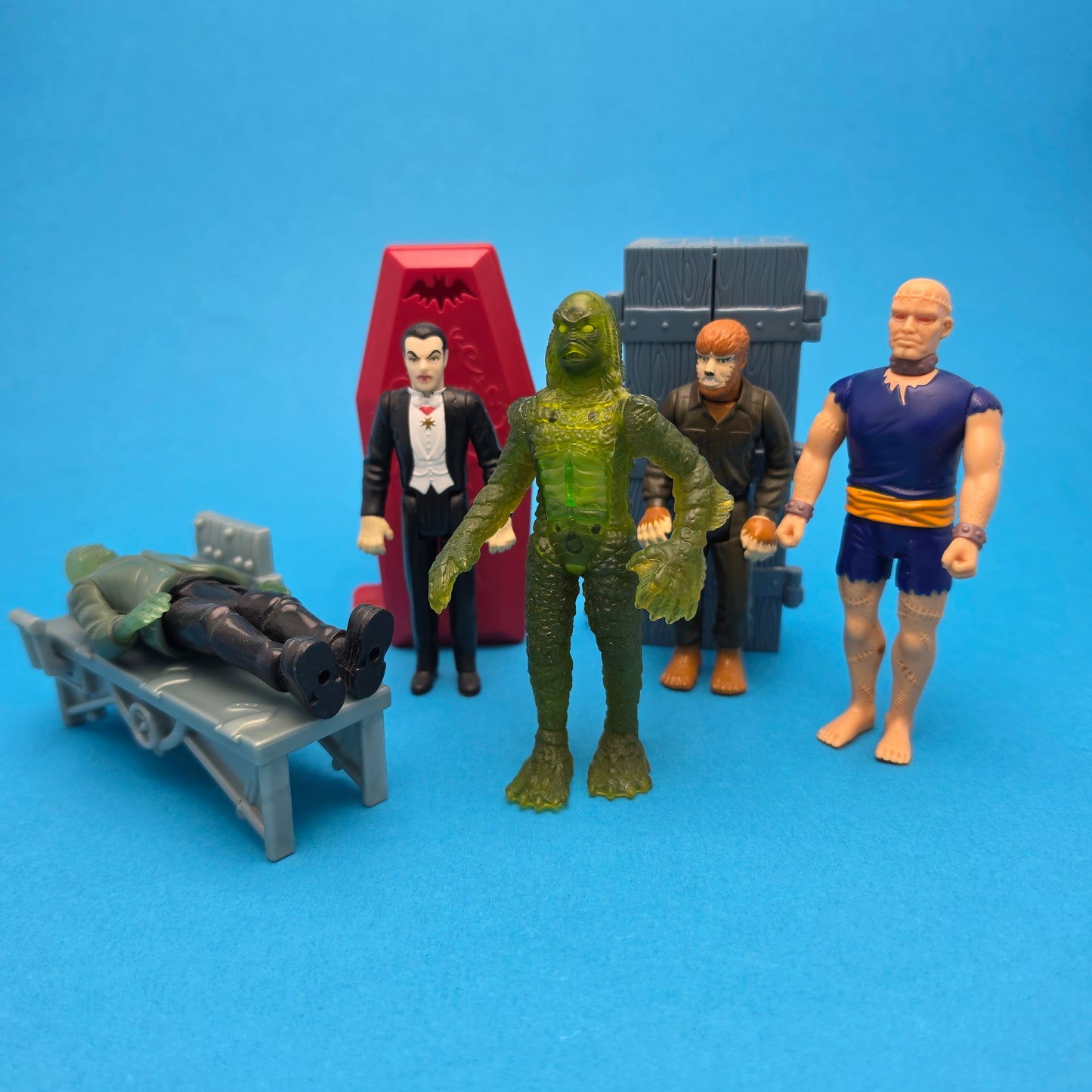 BURGER KING ☆ UNIVERSAL MONSTERS Set Dracula Creature Wolfman Frankenstein Vintage Figures ☆ 90s