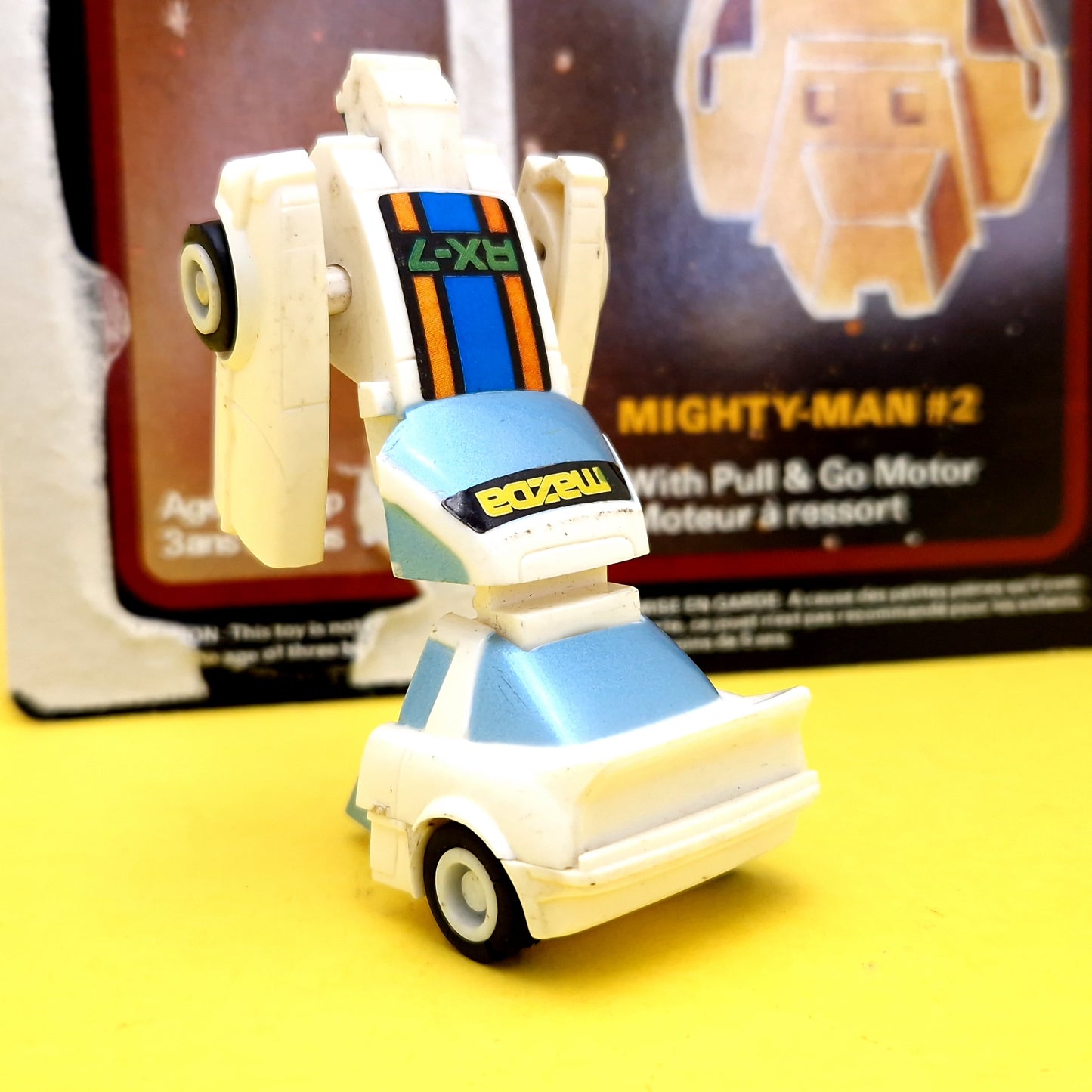 ROBOT RACER ☆ MIGHTY MAN #2 Esso Racers White Mazda RX-7 Robot Figure ☆ Vintage