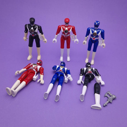 POWER RANGERS MMPR ☆ BLACK BLUE RED Rangers Figures ☆ Vintage Bandai 90s