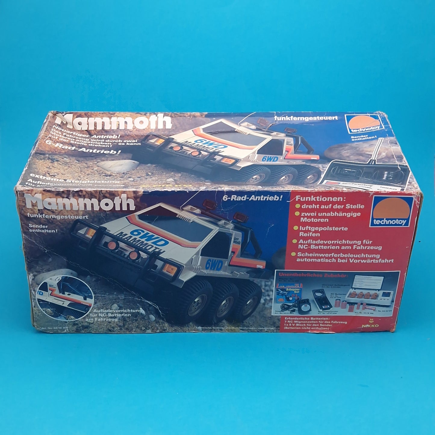 NIKKO ☆ MAMMOTH R/C Car 1983 BOXED 6WD Off-Road 1/18th Spares Repairs ☆ Vintage Controller