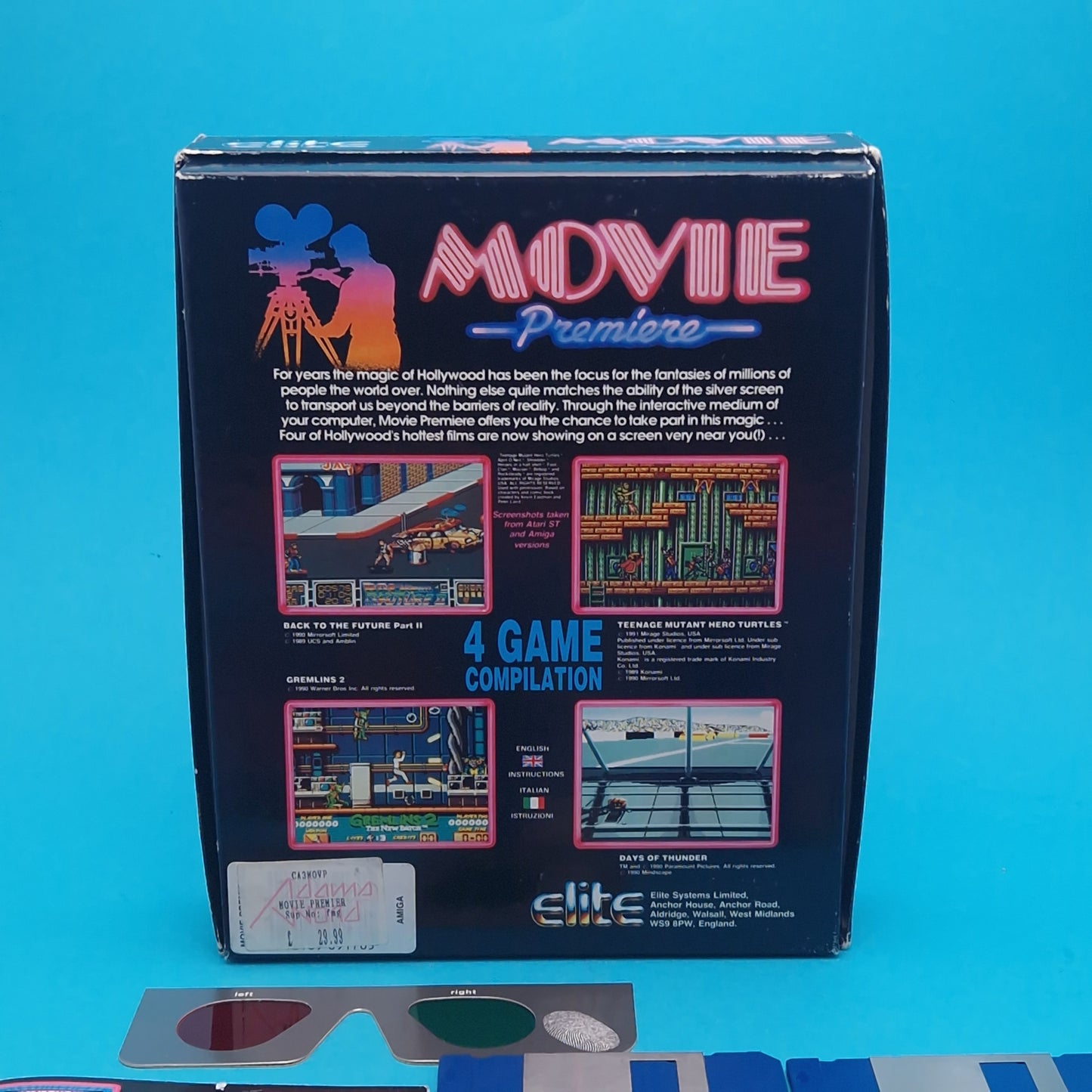 AMIGA ☆ MOVIE PREMIER BTTF 2 GREMLINS DAYS OF THUNDER TMHT ☆ BOXED Tested Vintage Retro Game