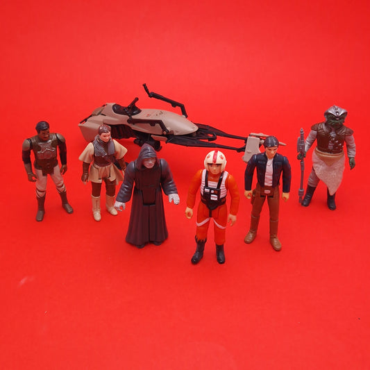 STAR WARS VINTAGE ☆ 6x BUNDLE X-WING PILOT LUKE HAN SOLO EMPEROR Figures ☆ Kenner 80s