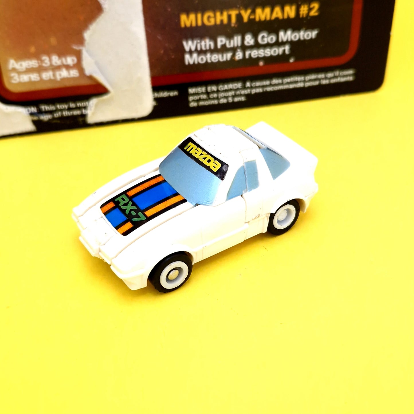 ROBOT RACER ☆ MIGHTY MAN #2 Esso Racers White Mazda RX-7 Robot Figure ☆ Vintage