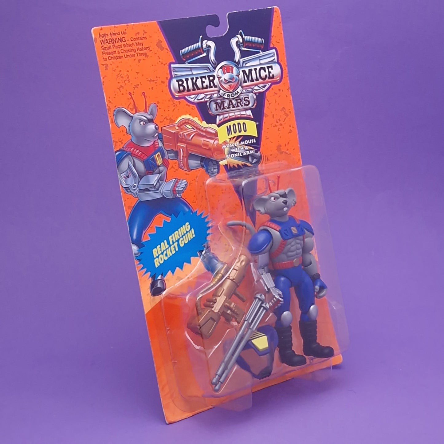 BIKER MICE FROM MARS ☆ THROTTLE VINNIE MODO Carded Action Figure ☆ Sealed Vintage 90s