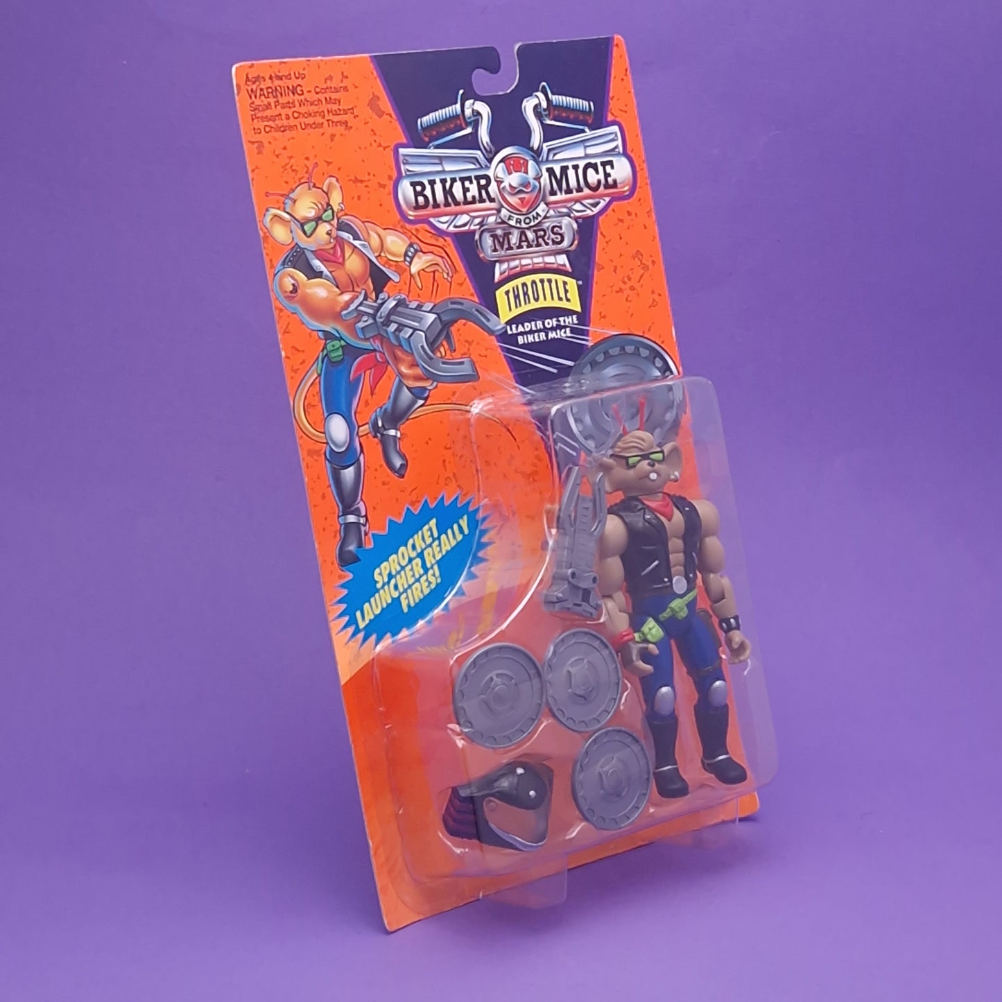 BIKER MICE FROM MARS ☆ THROTTLE VINNIE MODO Carded Action Figure ☆ Sealed Vintage 90s