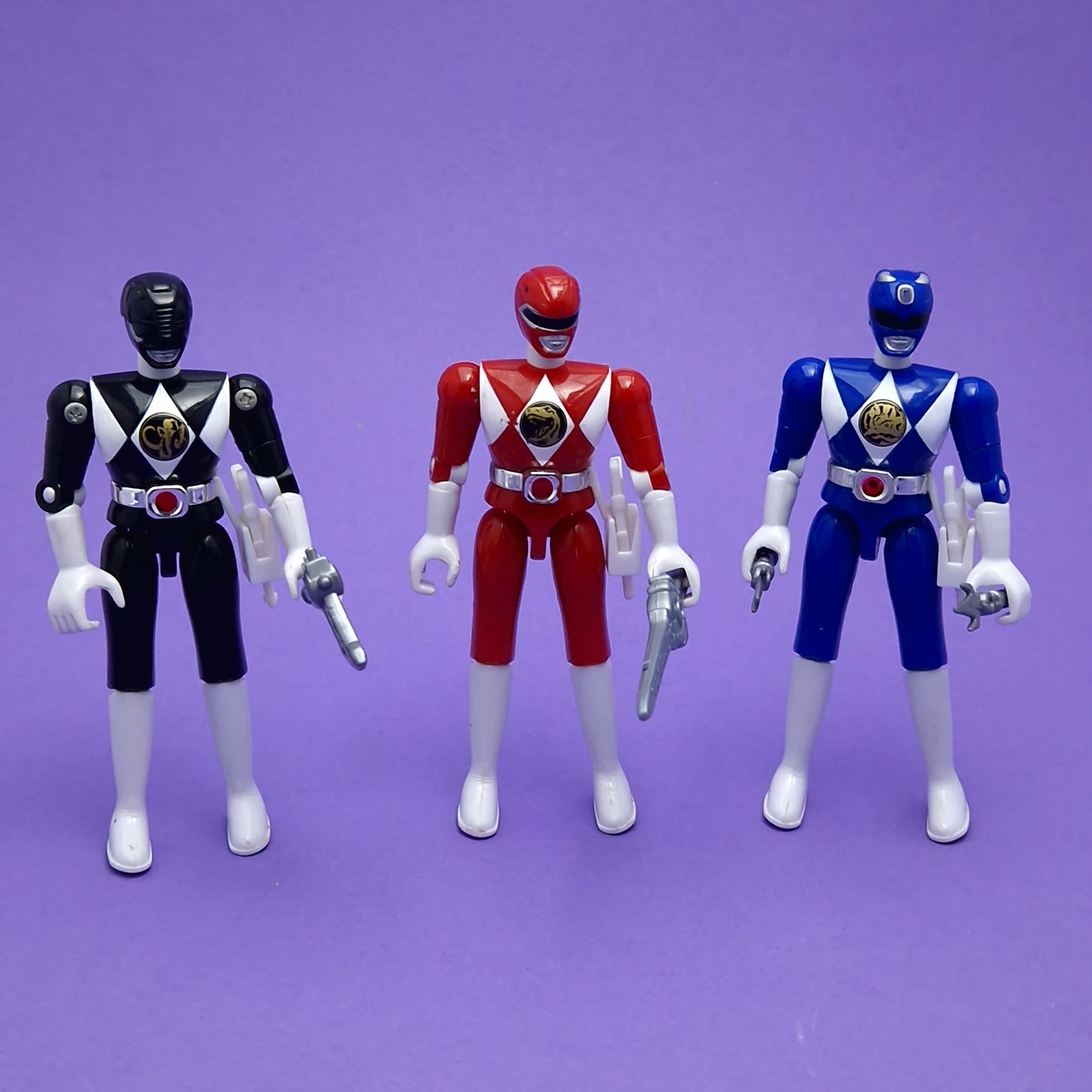 POWER RANGERS MMPR ☆ BLACK BLUE RED Rangers Figures Complete ☆ Vintage Bandai 90s