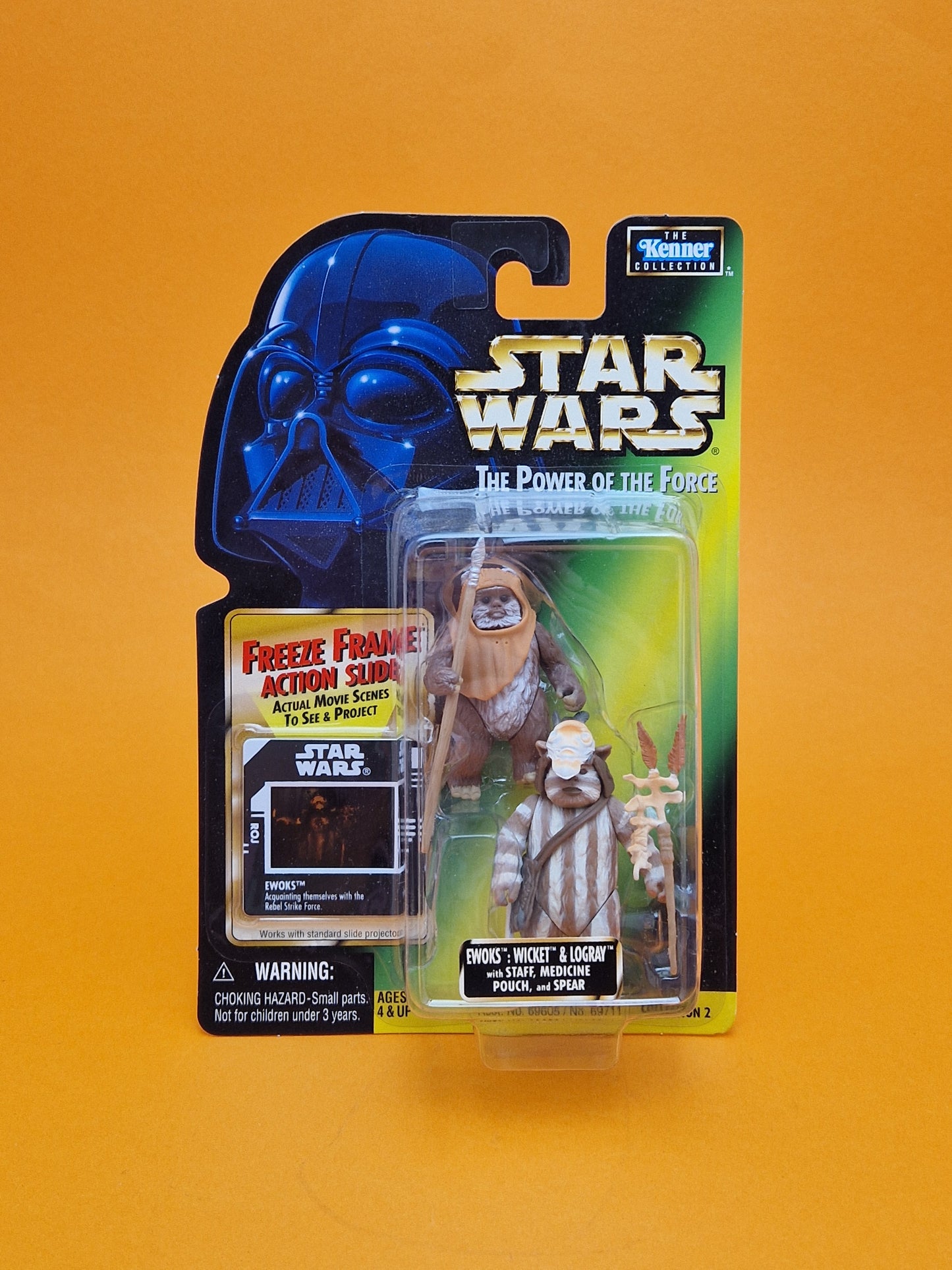 STAR WARS POTF ☆ Freeze Frame EWOKS: WICKET & LOGRAY Figure ☆ MOC Sealed Carded Kenner Power of the Force