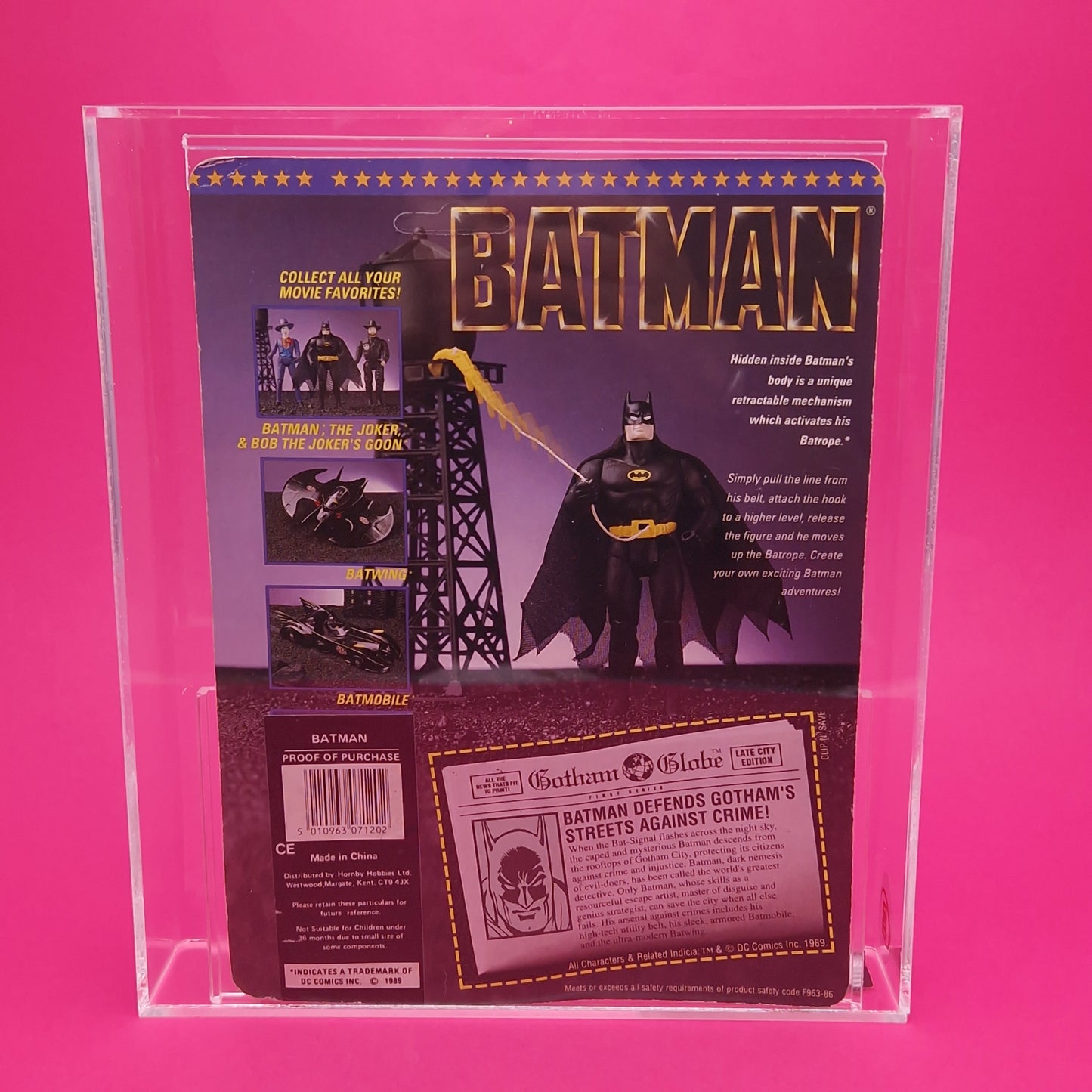 BATMAN 89 ☆ Vintage DC SUPER HEROES GRADED 80% Figure ☆ Round Jaw Head Carded Sealed Original Toybiz 1989