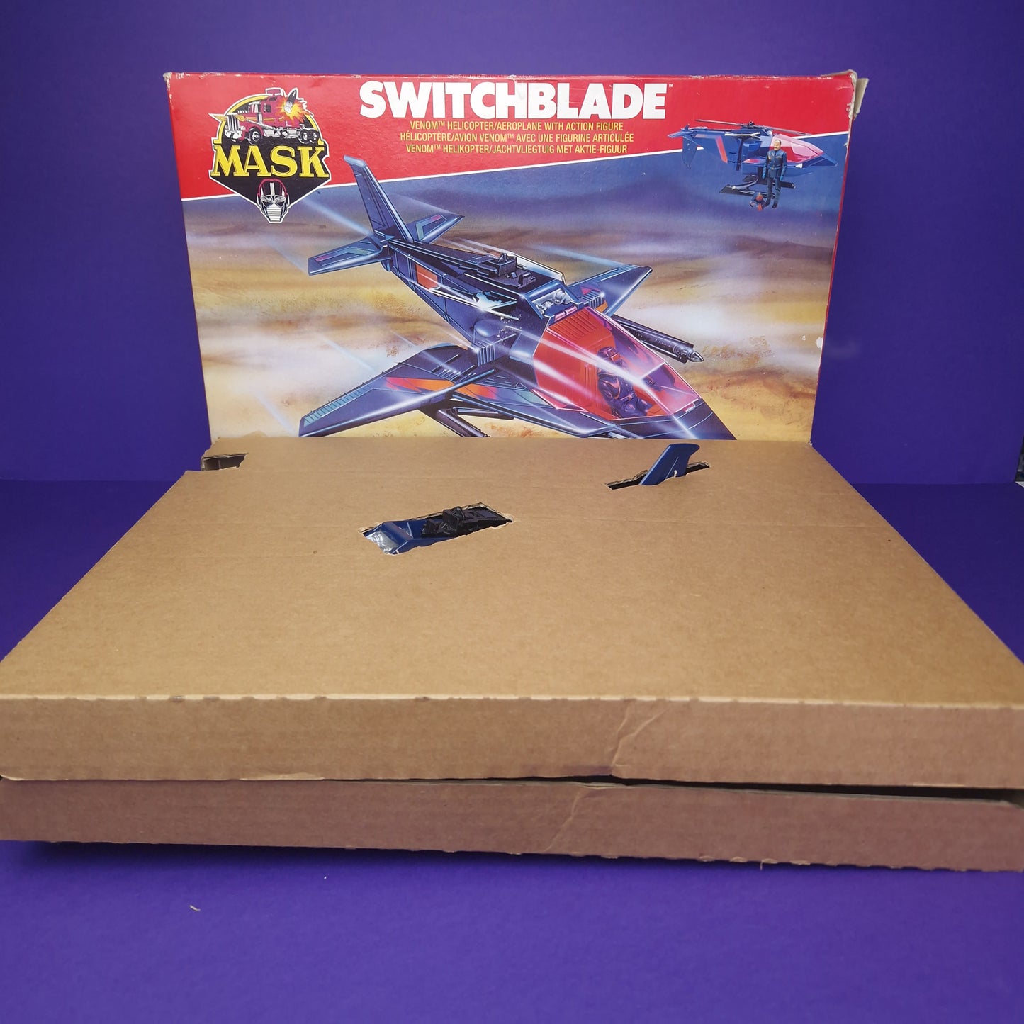 M.A.S.K ☆ SWITCHBLADE Miles Mayhem ☆ BOXED COMPLETE Vintage MASK Kenner 80s Euro Box