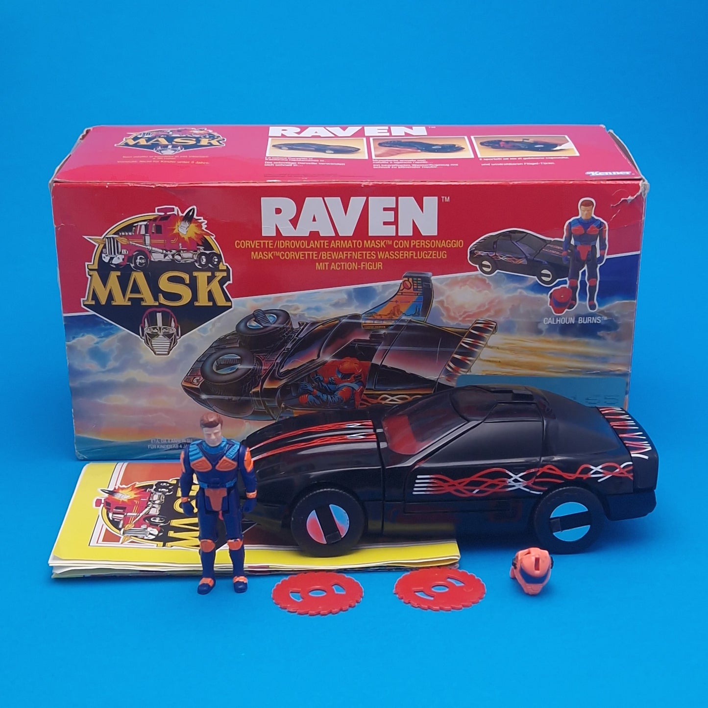 M.A.S.K ☆ RAVEN Calhoun Burns ☆ BOXED Vintage MASK Kenner 80s Euro Box