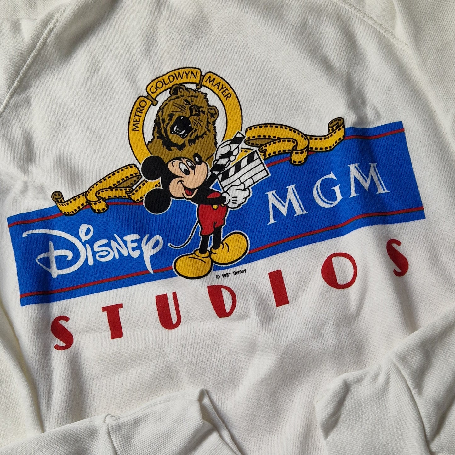 DISNEY ☆ MGM STUDIOS White SWEATSHIRT Theme Park Mickey Mouse XL ☆ Vintage Original