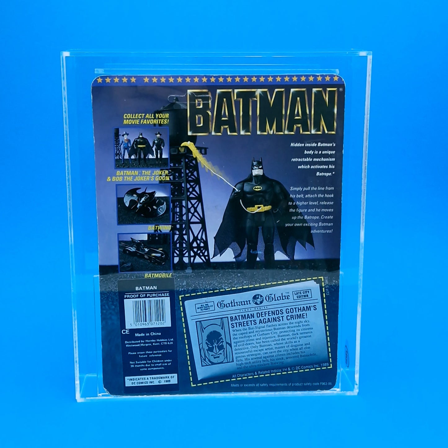 BATMAN 89☆ Vintage DC SUPER HEROES GRADED 85% Figure ☆ Keaton Head Carded Sealed Original Toybiz 1989