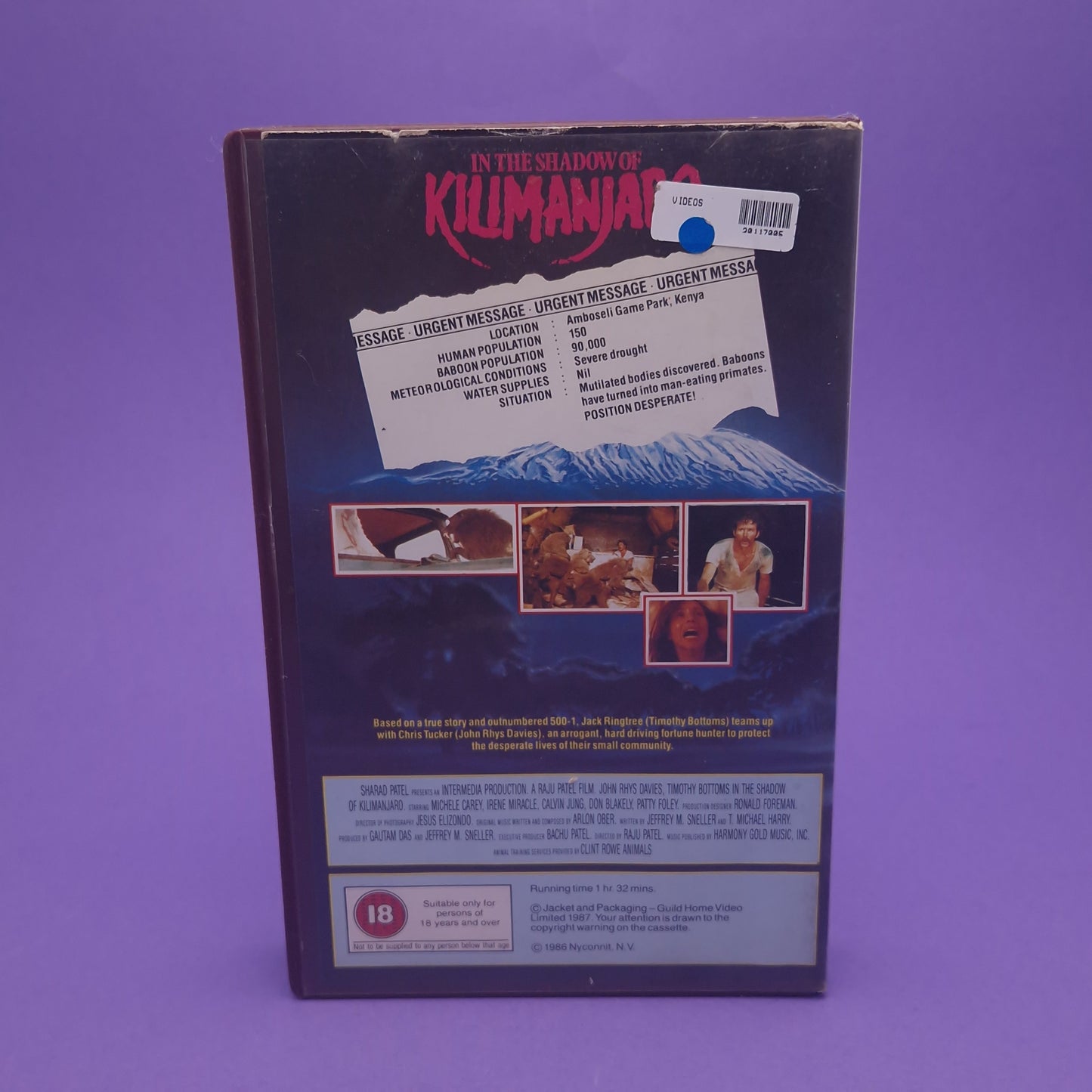 VHS Video ☆ IN THE SHADOWS OF KILIMANJARO ☆ 80s Big Box Ex Rental Vintage 18