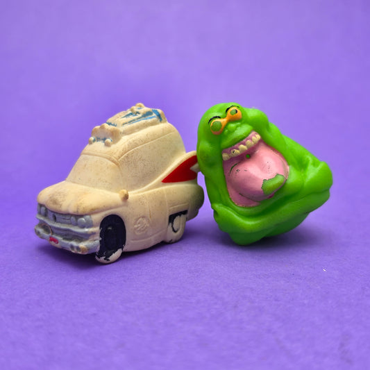 GHOSTBUSTERS ☆ SPITBALLS SLIMER GREEN GHOST ECTO1 ☆ Loose 80s Entertech Original