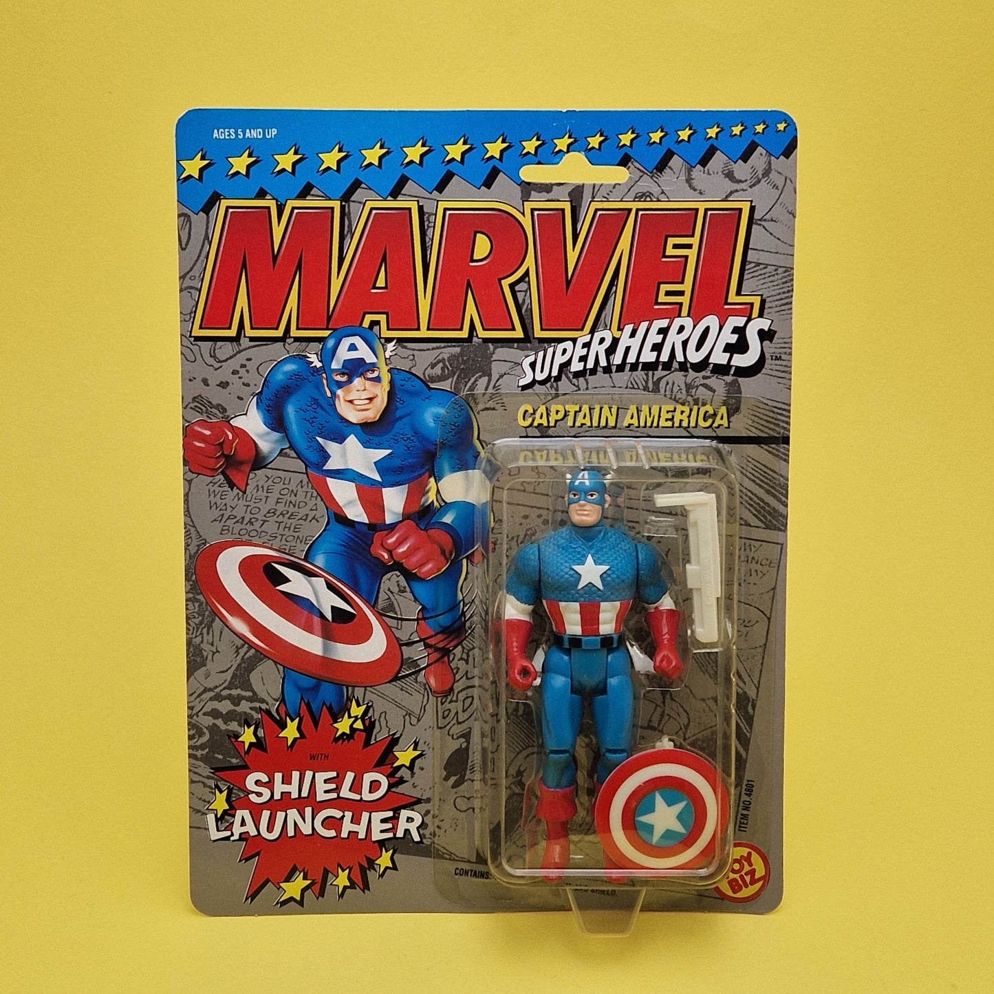 MARVEL SUPER HEROES ☆ CAPTAIN AMERICA Vintage Action Figure ☆ 1st Edition Carded Toybiz 90s
