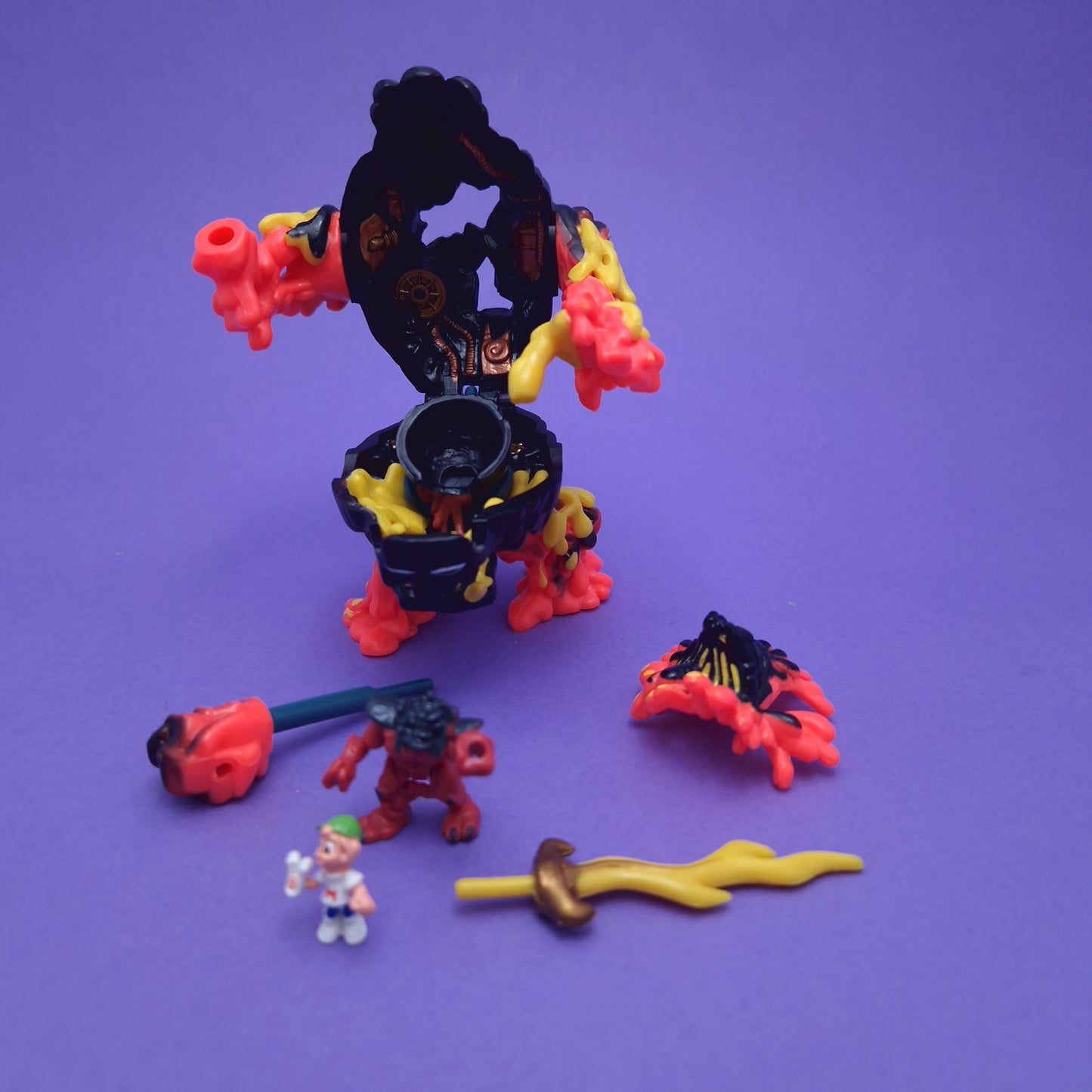 MIGHTY MAX ☆ MELTS LAVA BEAST Battle Warrior Vintage Figure Playset ☆ Complete Loose