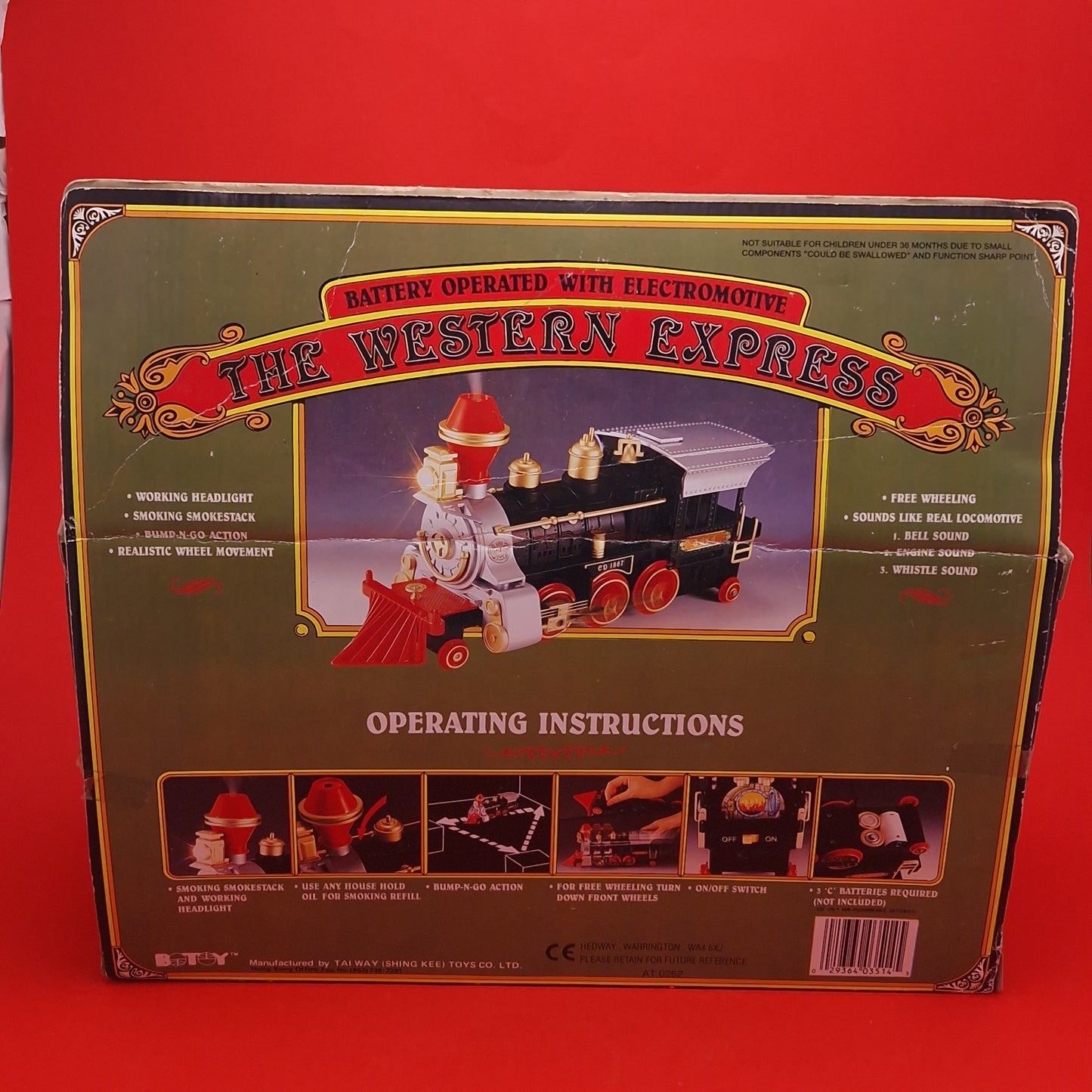 THE WESTERN EXPRESS ☆ BATTERY OPERATED SMOKESTACK ACTION Train Vintage ☆ Boxed IC Sound
