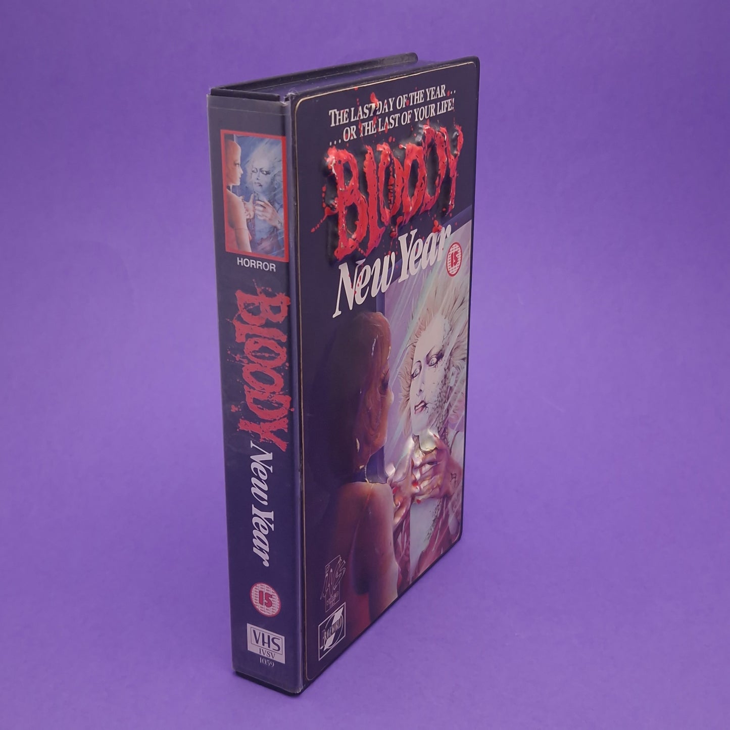 VHS Video ☆ BLOODY NEW YEAR 3D Case Tape Cassette 1986 80s Vintage Horror