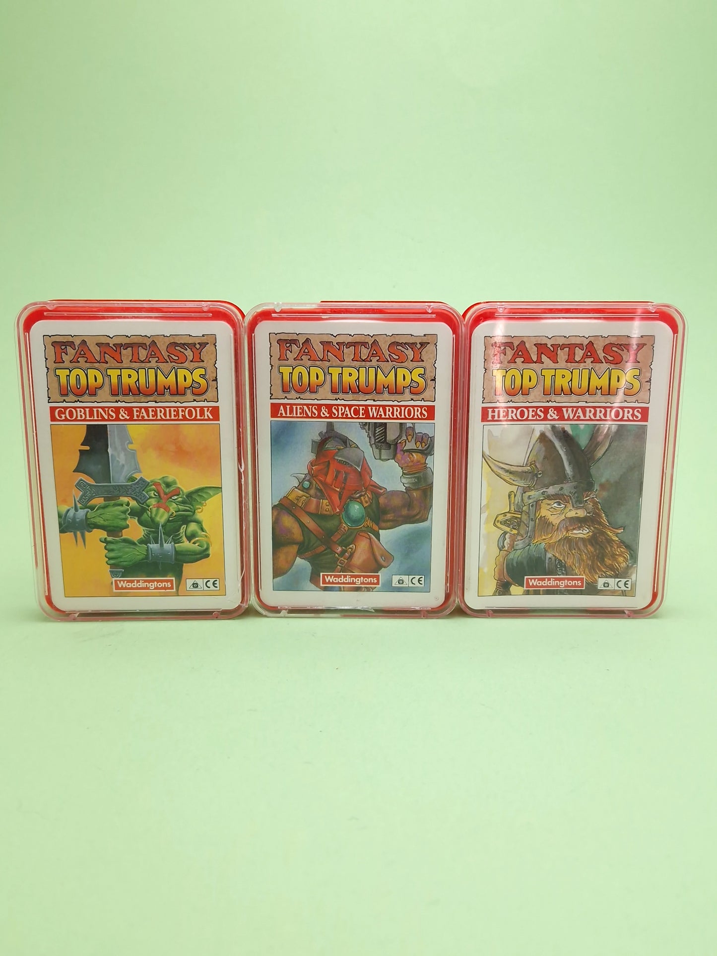 TOP TRUMPS ☆ FANTASY Goblins & Faeriefolk Aliens & Space Warriors Heroes & Warriors ☆ Vintage Game Case Waddingtons