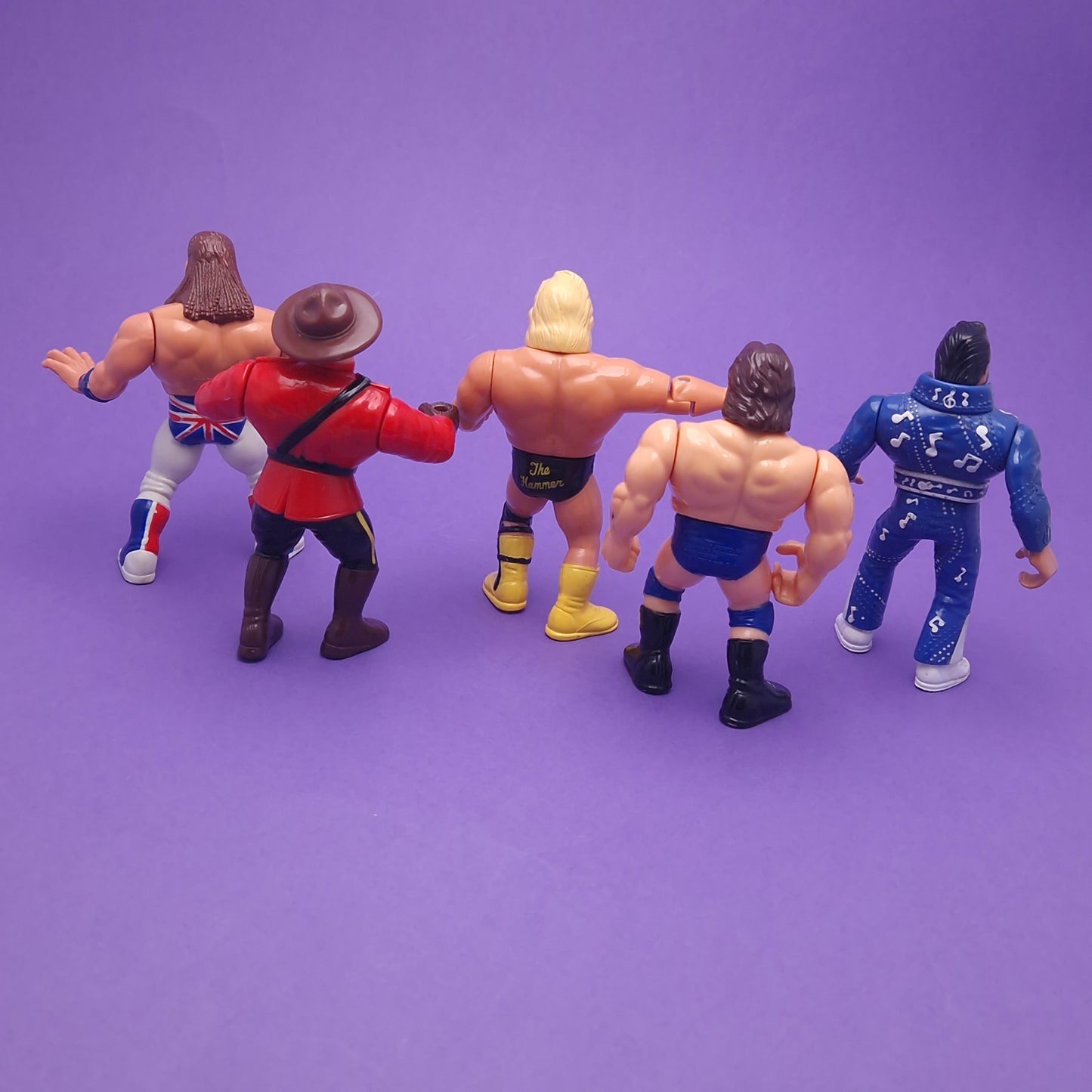 WWF HASBRO ☆ 5x Bundle MOUNTIE BULLDGOG HACKSAW Vintage Wrestling Figure ☆ Original 90s